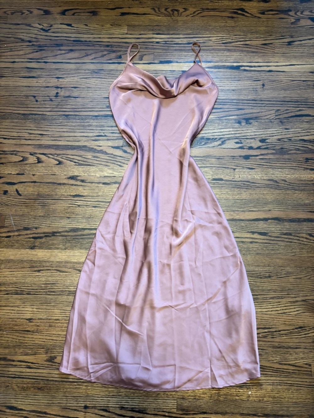 SHEIN Satin Slip Midi Dress in Blush Pink